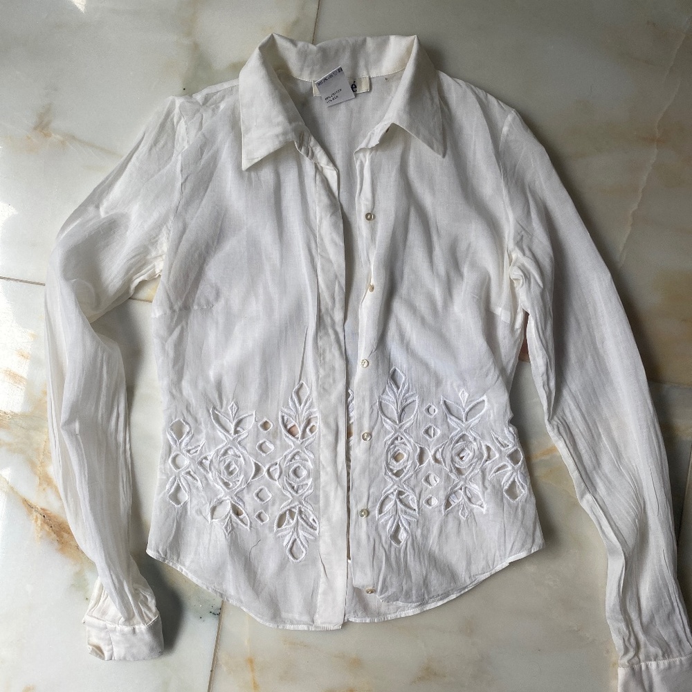 Chloe white blouse with cutouts T38/6